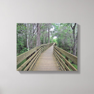 Boardwalk Through the Woods Photo on a  Canvas Print