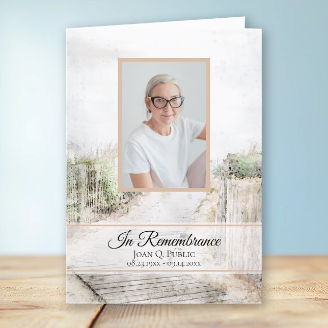 Boardwalk to Beach Funeral Service Folded Program (Creator Uploaded)