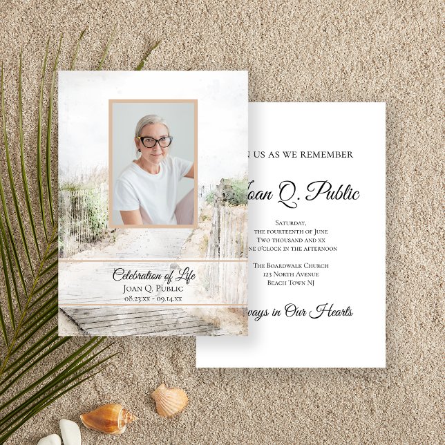 Boardwalk to Beach Watercolor Celebration of Life Invitation (Creator Uploaded)