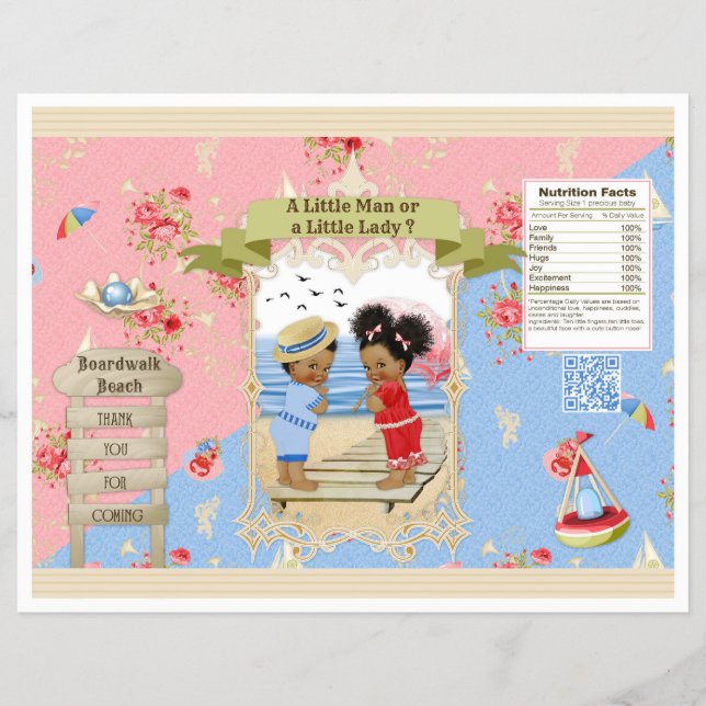 Boardwalk Victoriana Beach Gender Reveal Chip Bag Flyer (Front)