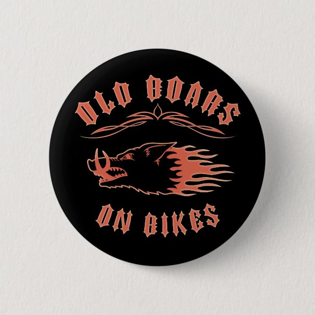 Boars on Bikes 2 Inch Round Button (Front)