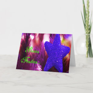 Boas Festas e um feliz Ano Novo Blue Star I Holiday Card