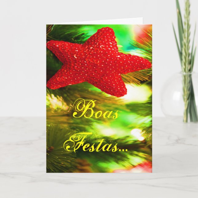 Boas Festas e um feliz Ano Novo Red Star III Holiday Card (Front)
