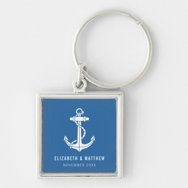 Boat Anchor Beach Wedding Favours Custom Keychain (Front)