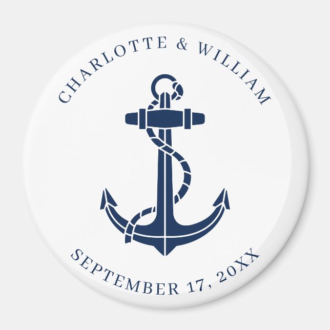 Boat Anchor Beach Wedding Favours Magnet (Front)
