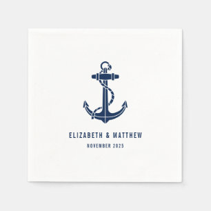 Boat Anchor Beach Wedding Personalized Paper Napkin
