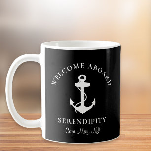 Boat Anchor Black Personalized Coffee Mug