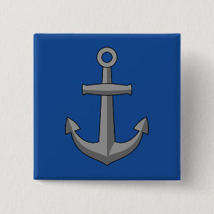 Boat Anchor Cartoon 2 Inch Square Button