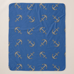 Boat Anchor Cartoon Pattern Sherpa Blanket