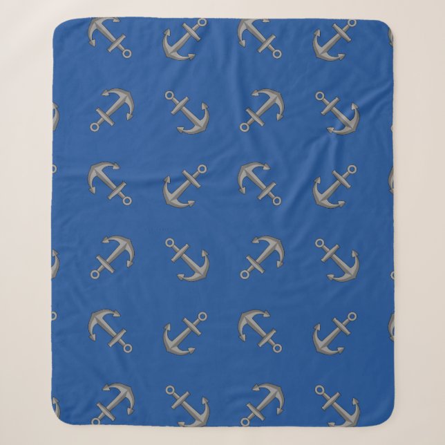 Boat Anchor Cartoon Pattern Sherpa Blanket (Front)