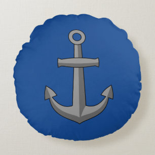 Boat Anchor Cartoon Round Pillow