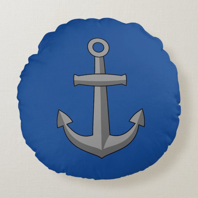 Boat Anchor Cartoon Round Pillow (Front)