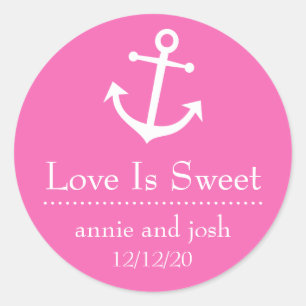 Boat Anchor Love Is Sweet Labels (Dark Pink)