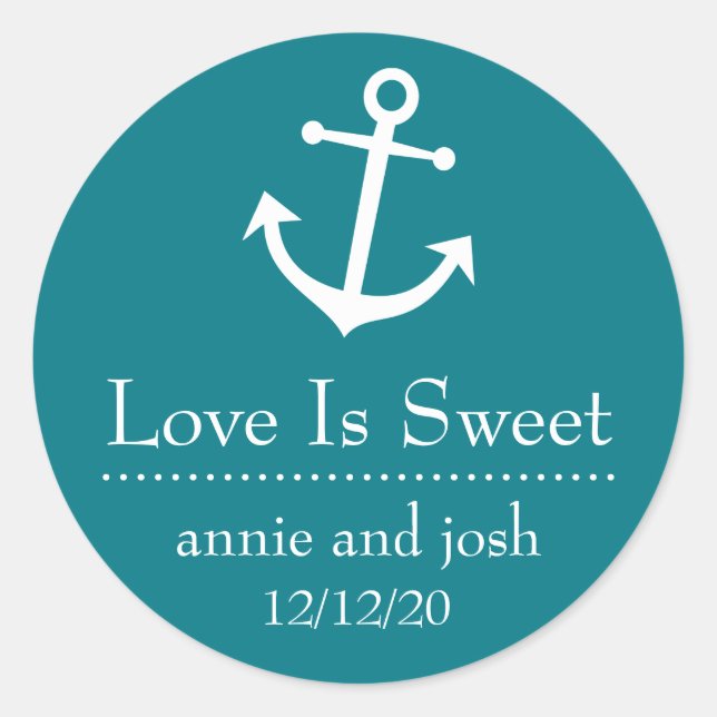 Boat Anchor Love Is Sweet Labels (Turquoise) (Front)