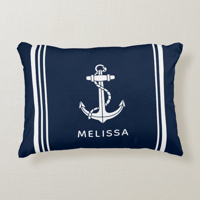 Boat Anchor Nautical Personalized Accent Pillow (Front)