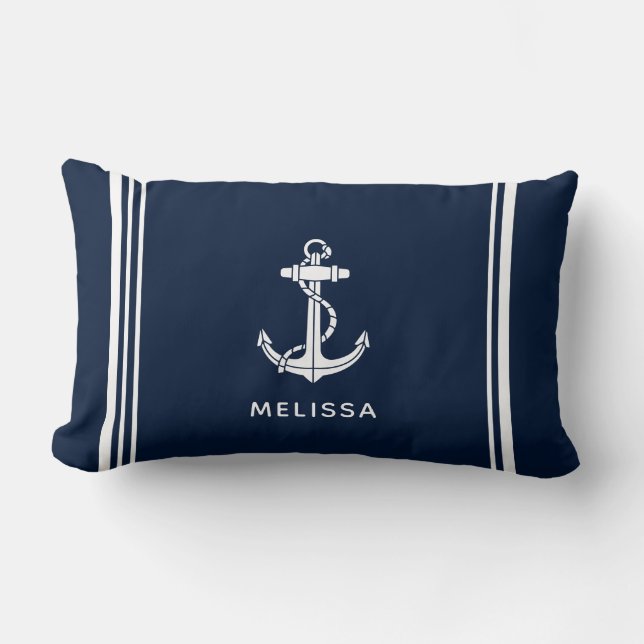 Boat Anchor Nautical Personalized Lumbar Pillow (Front)