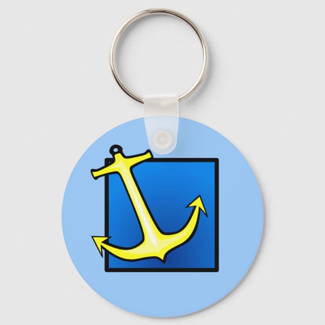 Boat Anchor Nautical Sailing Boating Blue Simple Keychain (Front)