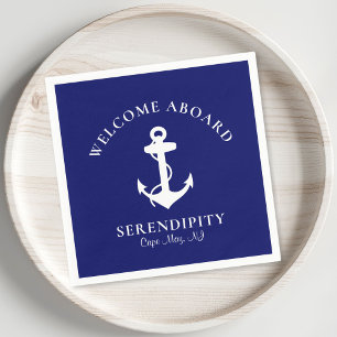 Boat Anchor Navy Personalized Welcome Aboard Napkin