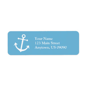 Boat Anchor Return Address Label (Sky Blue/White)