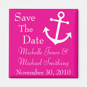 Boat Anchor Save The Date Magnets (Magenta)