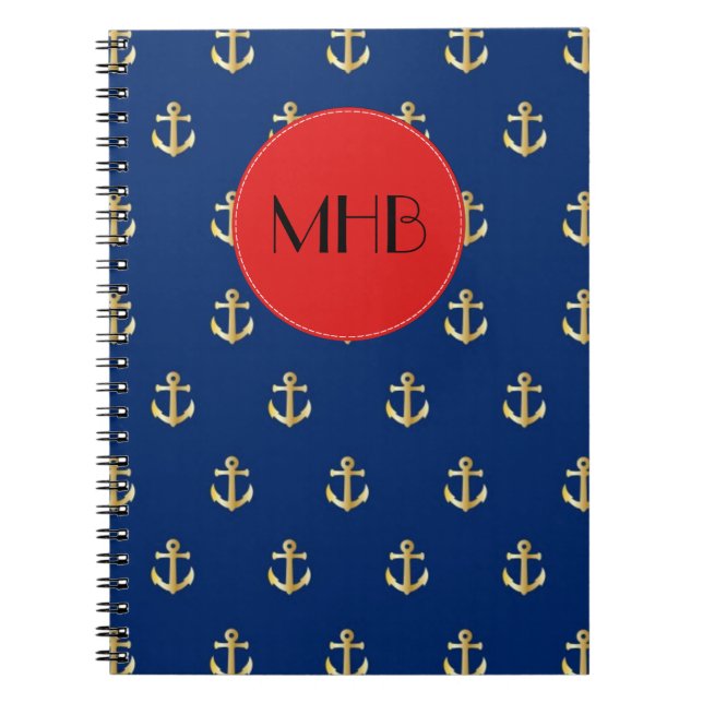 Boat Anchor, Ship Anchor, Sea Anchor, Monogram Notebook (Front)