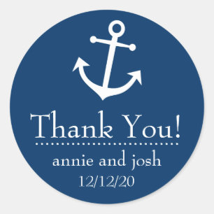 Boat Anchor Thank You Labels (Dark Blue)