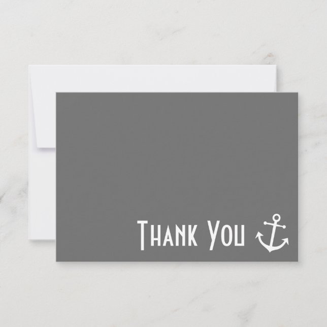Boat Anchor Thank You Note Cards (Grey) (Front)