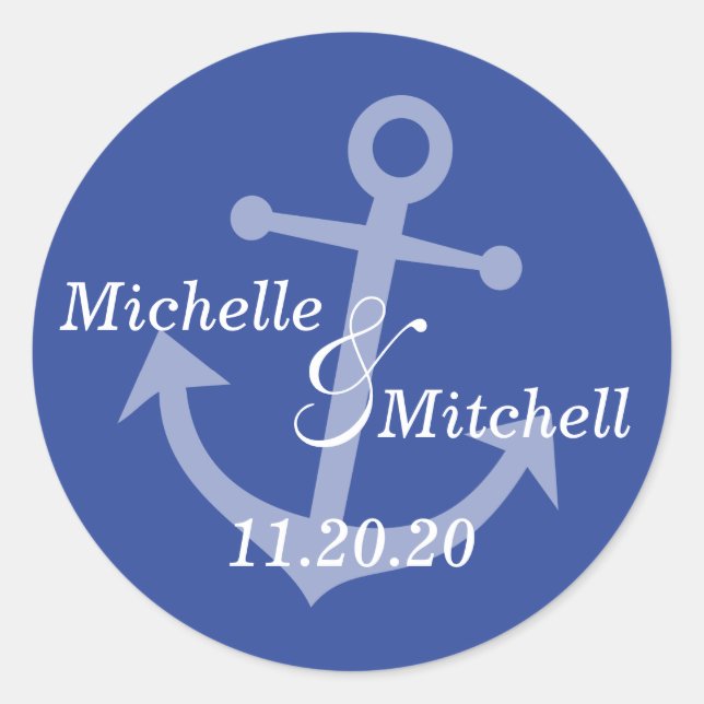 Boat Anchor Wedding Labels (Navy Blue) (Front)
