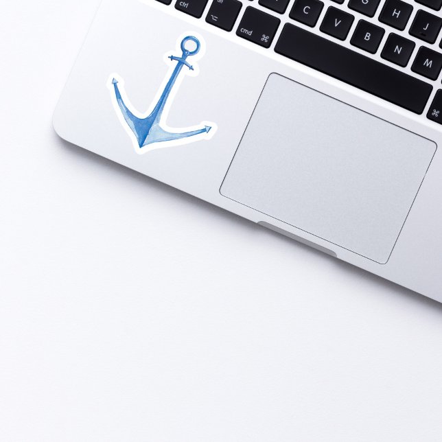 Boat AnchorRustic Blue Vinyl Sticker (blue watercolor anchor sticker
)