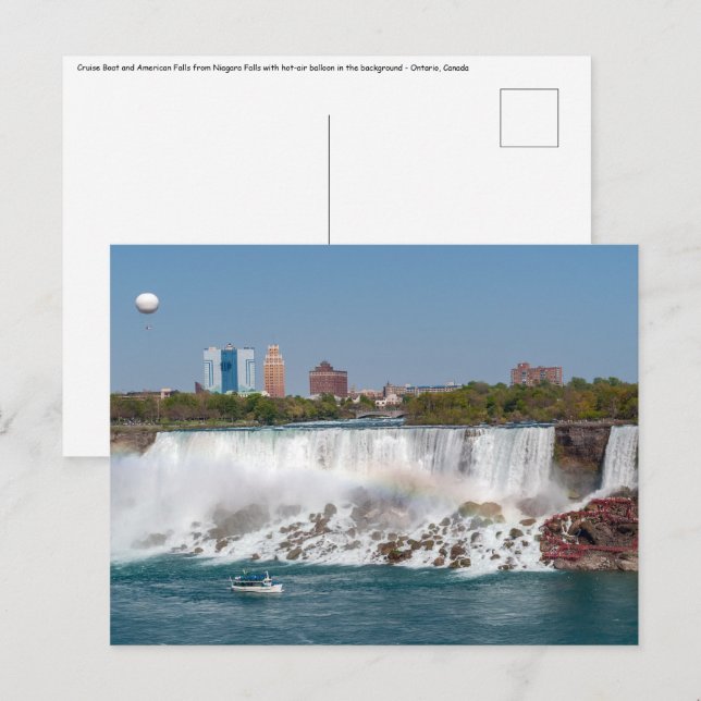 Boat and American Falls from Niagara Falls Postcard (Front/Back)