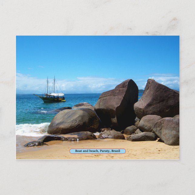 Boat and beach, Paraty, Brazil Postcard (Front)