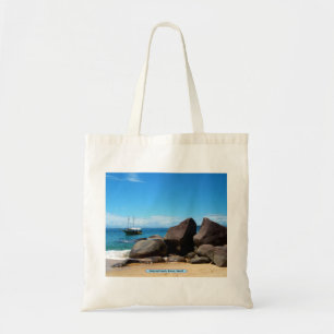 Boat and beach, Paraty, Brazil Tote Bag