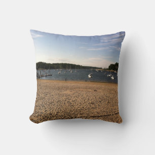 BOAT AND BEACH SCENE THROW PILLOW