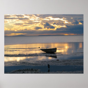 Boat and Heron Poster