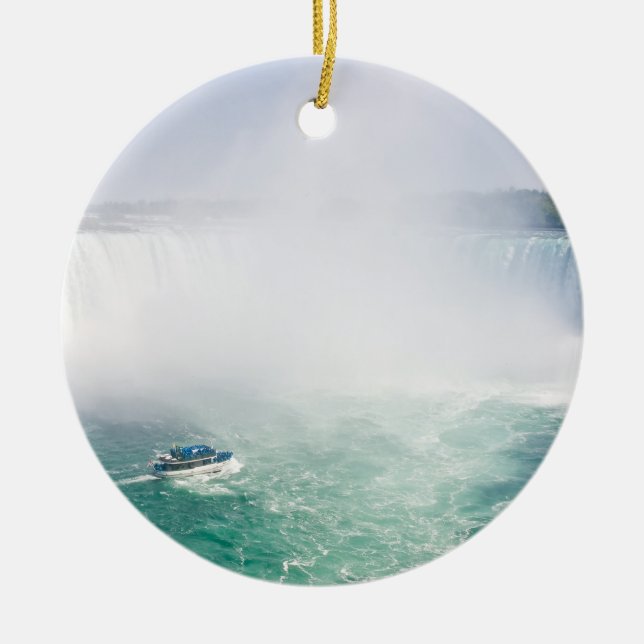 Boat and Horseshoe Falls from Niagara Falls Ceramic Ornament (Front)