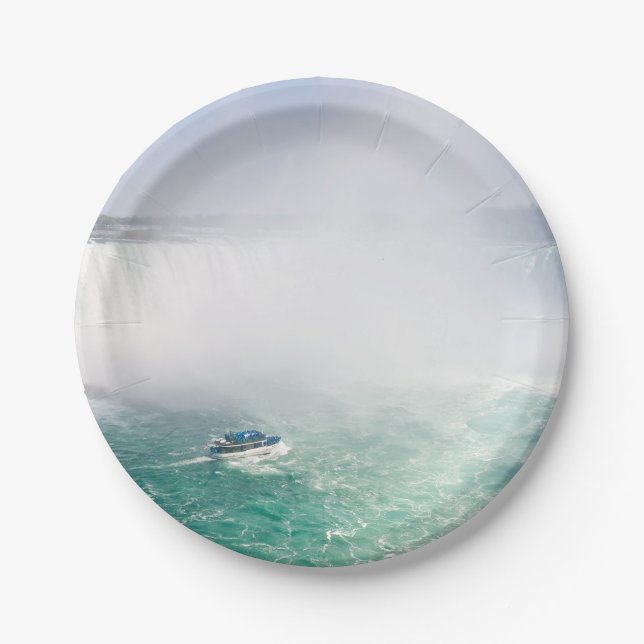 Boat and Horseshoe Falls from Niagara Falls Paper Plate (Front)