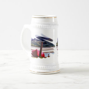 BOAT AND MOUNTAIN LANDSCAPE BEER STEIN