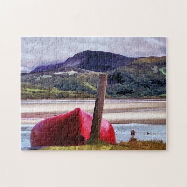 BOAT AND MOUNTAIN LANDSCAPE JIGSAW PUZZLE (Horizontal)