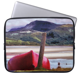 BOAT AND MOUNTAIN LANDSCAPE LAPTOP SLEEVE