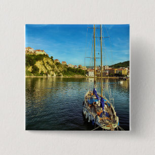 Boat Approaching Shore   Agropoli 2 Inch Square Button