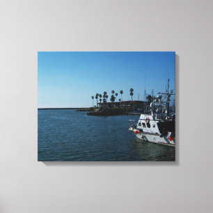 Boat At Oceanside Wrapped Canvas