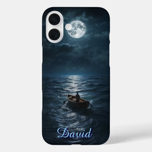 Boat At Sea Moonlit Night Peaceful Ocean Gift Case-Mate iPhone Case (Back)