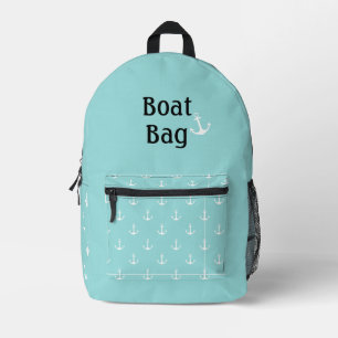 Boat Bag Aqua and White with Anchors