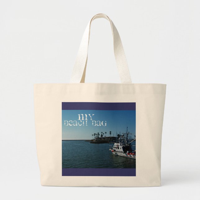 BOAT BEACH BAG,**PERSONALIZE** LARGE TOTE BAG (Front)