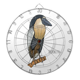 Boat-billed heron bird cartoon illustration dartboard