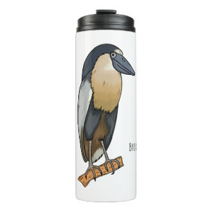 Boat-billed heron bird cartoon illustration thermal tumbler