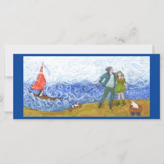 Boat, Blades & Skateboard Greetings Flat Card