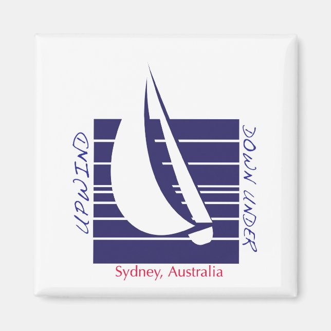 Boat Blue Square_UpDownSydney magnet (Front)