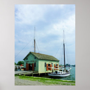 Boat By Oyster Shack Poster