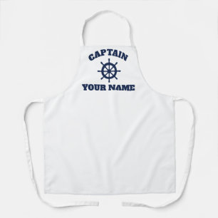 Boat captain apron with nautical ship wheel icon